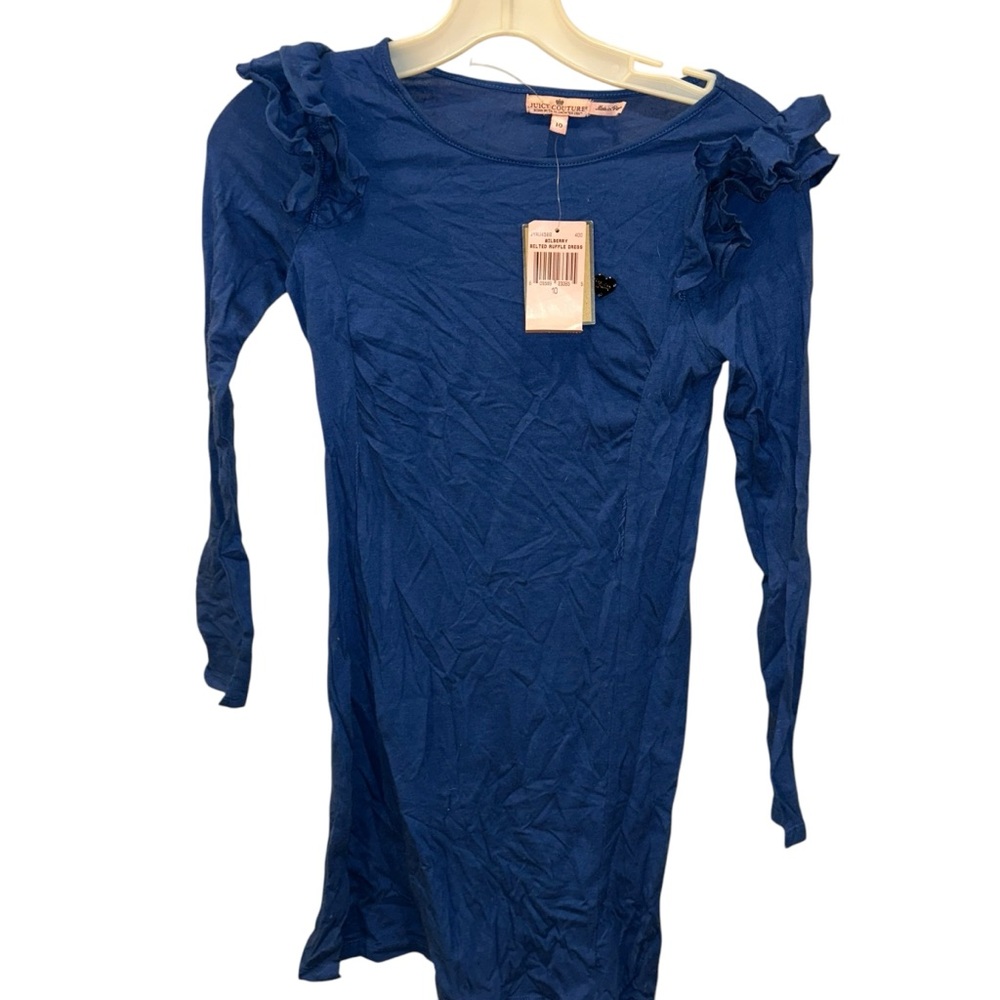 Juicy Couture NEW NWT Blue Long Sleeve Ruffle Dress